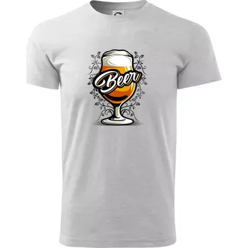Beer sklenice s nožkou - Triko extra velké (5-8XL) - 8XL ( Světlešedý Melír )