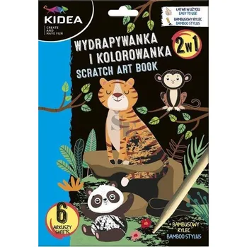 omalovánky Škrabací obrázek KIDEA Zvířata 6 LISTŮ S OMALOVÁNKOU 18x26cm 306761