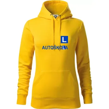 Dámská mikina Autoškola nápis - Mikina dámská Cape s kapucí - S ( Žlutá )