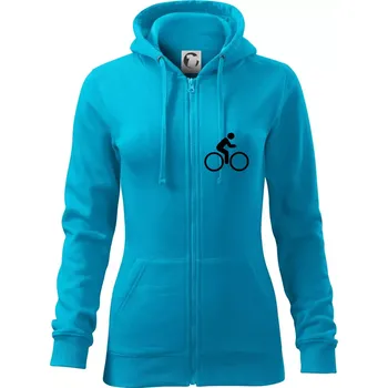 Dámská mikina Cyklistika logo prsa - Dámská mikina trendy zipper s kapucí - XL ( Světlý tyrkys )