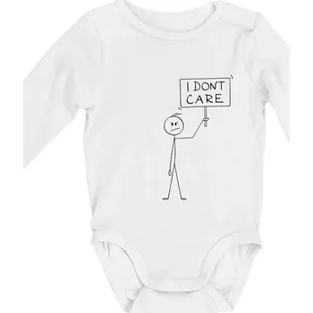 I don't care - postava - Body kojenecké s dlouhým rukávem - Dlouhý r. 3-6 měs ( Bílá )