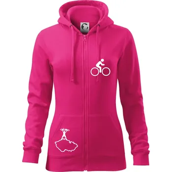 Dámská mikina Mapa ČR + kolo na prsu - Dámská mikina trendy zipper s kapucí - 2XL ( Purpurová )