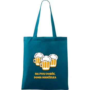 Na pivu dobře (Pecka design) - Taška bavlněná - 42 x 38 cm ( Petrolejová )