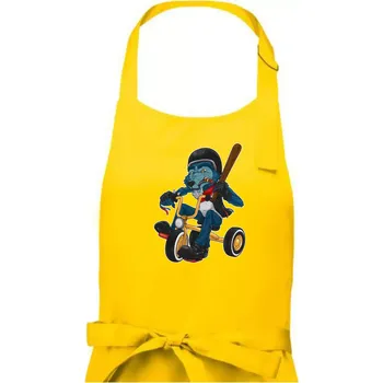 Kuchyňská zástěra Vlk na tříkolce - Pánská zástěra na vaření - Univerzální velikost ( Žlutá )