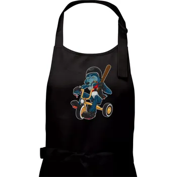 Kuchyňská zástěra Vlk na tříkolce - Pánská zástěra na vaření - Univerzální velikost ( Černá )