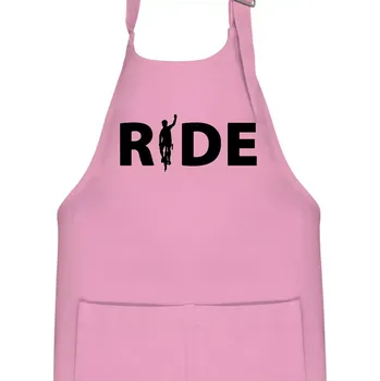 Kuchyňská zástěra Ride - nápis s cyklistou - Dětská zástěra na vaření - Univerzální velikost ( Růžová )