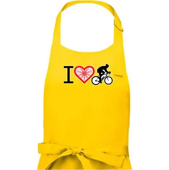 Kuchyňská zástěra I love cycles výplet - Dámská zástěra na vaření - Univerzální velikost ( Žlutá )