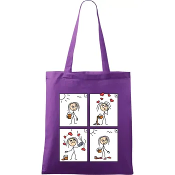 Láska já a pivo (Hana-creative) - Taška bavlněná - 42 x 38 cm ( Fialová )
