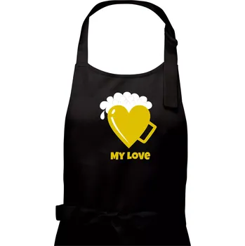 Kuchyňská zástěra My love - beer (Pecka design) - Dámská zástěra na vaření - Univerzální velikost ( Černá )