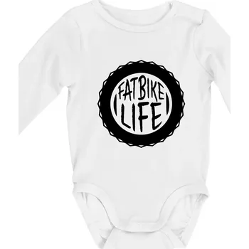 Fatbike life - Body kojenecké s dlouhým rukávem - Dlouhý r. do 3 měs ( Bílá )