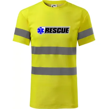 Záchranář rescue kříž modrý - Triko reflexní - HV PROTECT - 2XL ( Neonově žlutá )