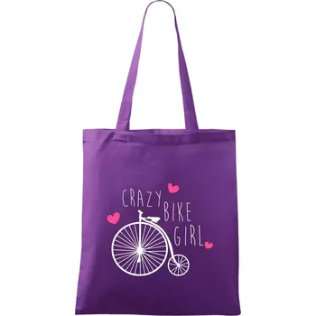 Crazy bike girl - Taška bavlněná - 42 x 38 cm ( Fialová )