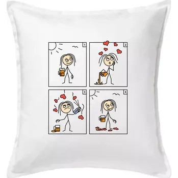 Polštář Láska já a pivo (Hana-creative) - Polštář 50x50 - 50x50 - Pouze potah ( Bílá )