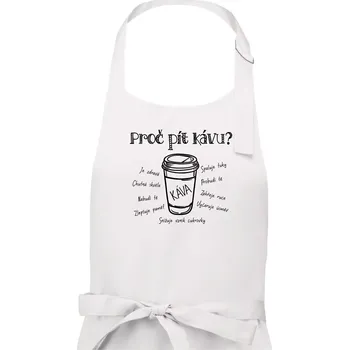 Kuchyňská zástěra Benefity kávy - Pánská zástěra na vaření - Univerzální velikost ( Bílá )