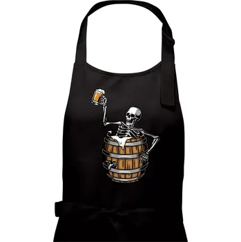Kuchyňská zástěra Kostra pivo - Dámská zástěra na vaření - Univerzální velikost ( Černá )