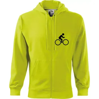 Pánská mikina Cyklistika logo prsa - Mikina s kapucí na zip trendy zipper - S ( Limetková )