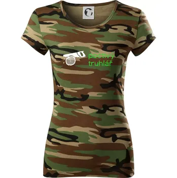 Dámské tričko Poctivý Truhlář - Dámské maskáčové triko - M ( Hnědý maskáč )