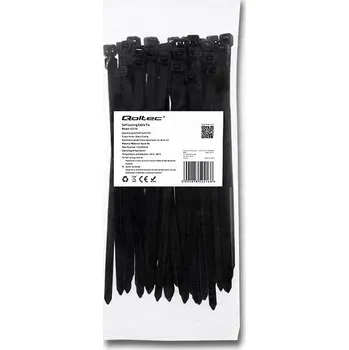 Organizace kabelů Qoltec Stahovací pásky / stahovací pásky 7.2*200mm Nylon UV Černé 50 kusů!