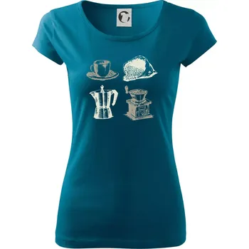 Retro kavárna - Dámské triko Pure - 2XL ( Petrolejová )