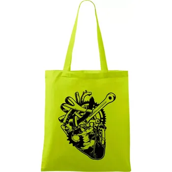 Nákupní taška Cyklistovo srdce - Taška bavlněná - 42 x 38 cm ( Limetková )