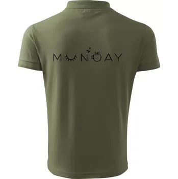 Pánská košile Monday nápis - Polokošile pánská Pique Polo 203 - 3XL ( Khaki )