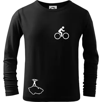 Chlapecké oblečení Mapa ČR + kolo na prsu - Triko dětské Long Sleeve - 158 cm/12 let ( Černá )