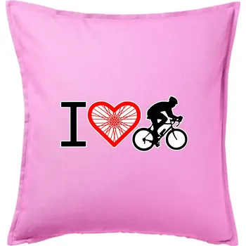 Polštář I love cycles výplet - Polštář 50x50 - 50x50 - Pouze potah ( Růžová )
