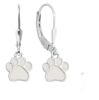 Náušnice Stříbrné náušnice se svítící bílou tlapkou