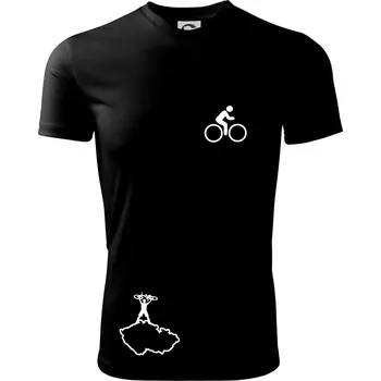 Pánské tričko Mapa ČR + kolo na prsu - Pánské triko Fantasy sportovní (dresovina) - 2XL ( Černá )