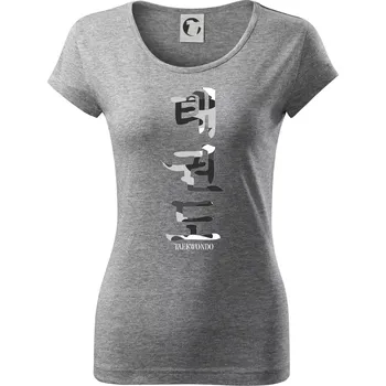 Dámské tričko Taekwondo maskáčový nápis - Dámské triko Pure - S ( Tmavě šedý melír )