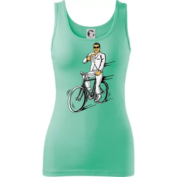 Dámské tričko Gentleman na kole s pivem - Dámské tílko - 2XL ( Mátová )