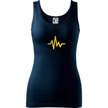 Káva EKG hrnek - Dámské tílko - M ( Námořní modrá (téměř černá) )