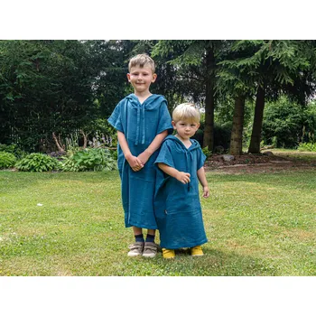 Chlapecký župan Nelly Mušelínové pončo dětské - petrol Rozměr: 122 - 140 cm