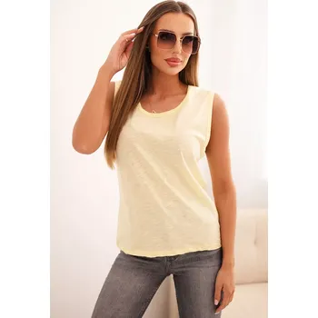 Dámská košile Kesi Dámská bezrukávová košile z bavlny klasického střihu žlutá Kesi žlutá 3376693