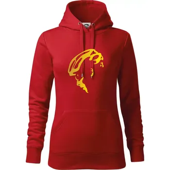 Dámská mikina Hlava cyklista zlatá - Mikina dámská Cape s kapucí - M ( Červená )