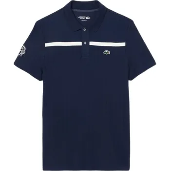Pánské tričko Pánské tenisové polo tričko Lacoste Ultra Dry Badge Accent Tennis Heritage - navy blue/white Modrý (M)