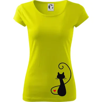 Dámské tričko Zamilovaná kočka zpředu - Dámské triko Pure - M ( Limetková )