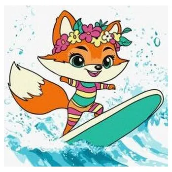 Malowanie po numerach - Lato. Lis łapie falę Kids