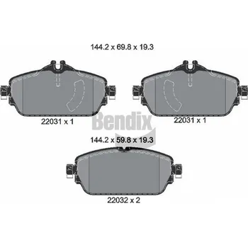Brzdová destička Sada brzdových destiček, kotoučová brzda BENDIX Braking BPD1407