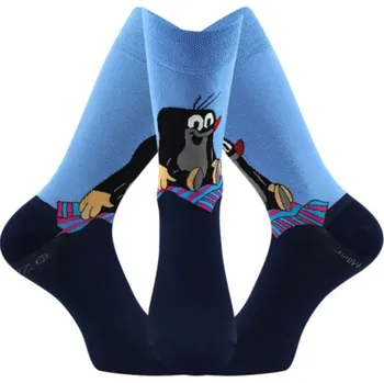 KR 211 veselé barevné ponožky Boma - KRTEČEK modrá- 1pár