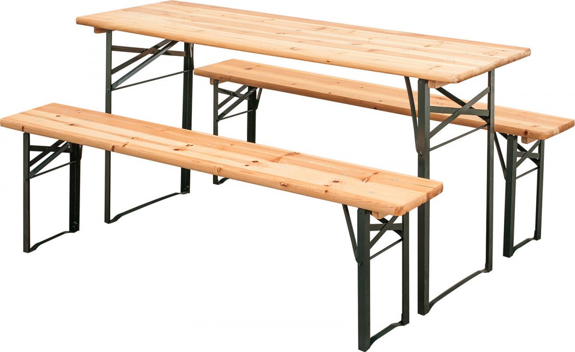 set zahradní pivní dřevo/kov stůl + 2 lavice 200cm