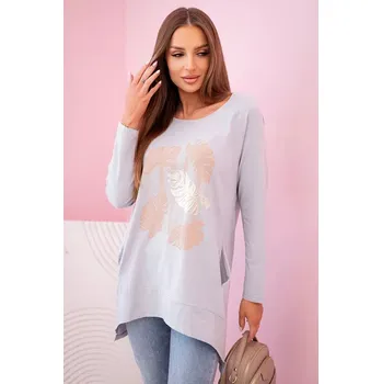 Dámská halenka Dámská halenka s kapsami a ozdobným potiskem šedý UNI