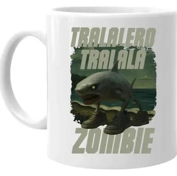 Žertovný předmět Tralalero tralala - zombie - Italian Brainrot - hrnek s potiskem- Tričkový.cz