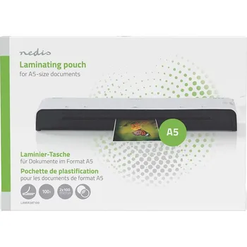 Laminovací fólie NEDIS laminovací fólie/ formát A5/ 100 mic/ rozměr 216 x 154 mm/ transparentní/ 100 pack