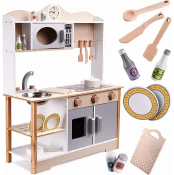 Dětská kuchyňka Dětská dřevěná kuchyňka MDF s příslušenstvím, 85 cm