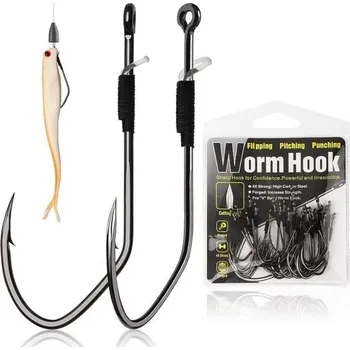 Rybářský háček Dovesun Rybářské háčky Weedless Worm Hooks Texas Rig Hooks s držákem na návnadu 30 ks Profesionální