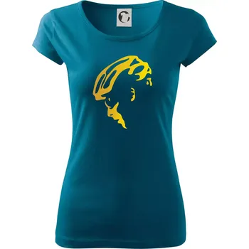 Dámské tričko Hlava cyklista zlatá - Dámské triko Pure - M ( Petrolejová )