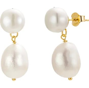 Náušnice Elenys pozlacené perlové náušnice Alba 18K žluté zlato Perla 5A