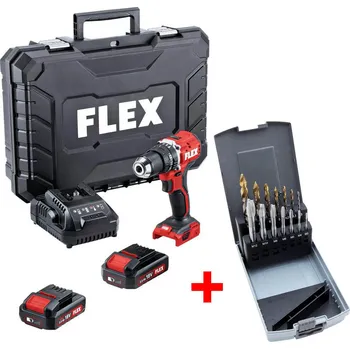 Vrtačka Flex PD 2G 18.0 EC LD/2.5 Set Aku vrtačka s příklepem v kufru + Sada vrtáků Gold Step a strojních závitníků CZZ1500 - SET-FX-519057-E25