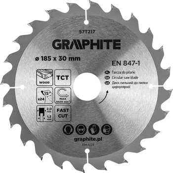 Pilový kotouč Graphite Pilový kotouč, widia, 185 x 30 mm, 24 zubů